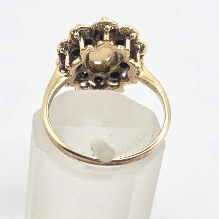 Vintage: 9ct Yellow Gold Opal & Sapphire Cluster Ring — From 1979