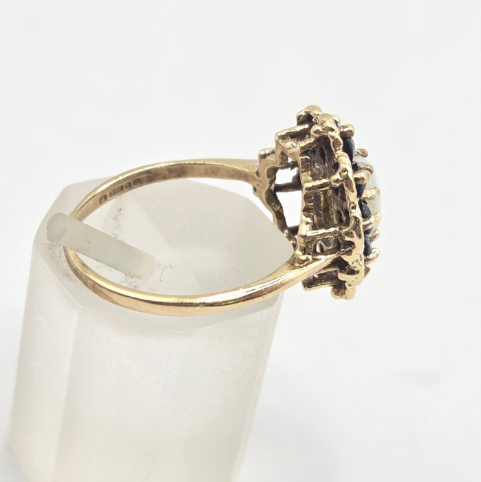 Vintage: 9ct Yellow Gold Opal & Sapphire Cluster Ring — From 1979
