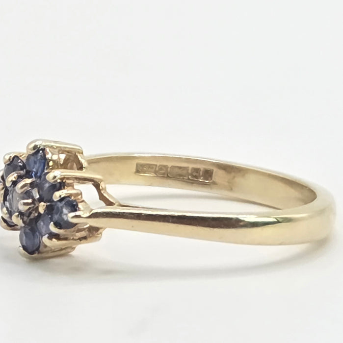 Vintage: 9ct Yellow Gold Sapphire Cluster Ring — From 1991