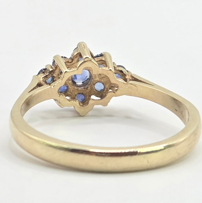 Vintage: 9ct Yellow Gold Sapphire Cluster Ring — From 1991