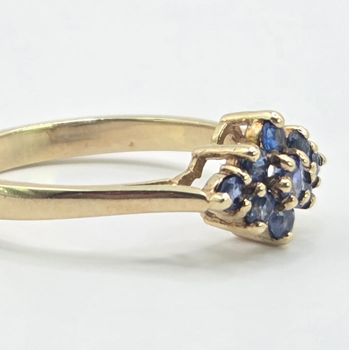 Vintage: 9ct Yellow Gold Sapphire Cluster Ring — From 1991
