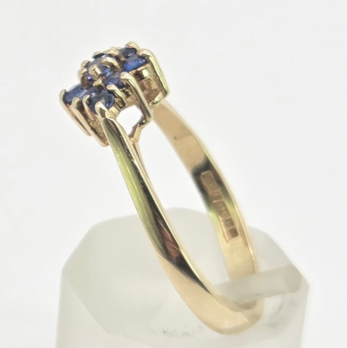 Vintage: 9ct Yellow Gold Sapphire Cluster Ring — From 1991