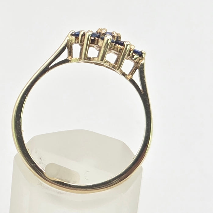 Vintage: 9ct Yellow Gold Sapphire Cluster Ring — From 1991
