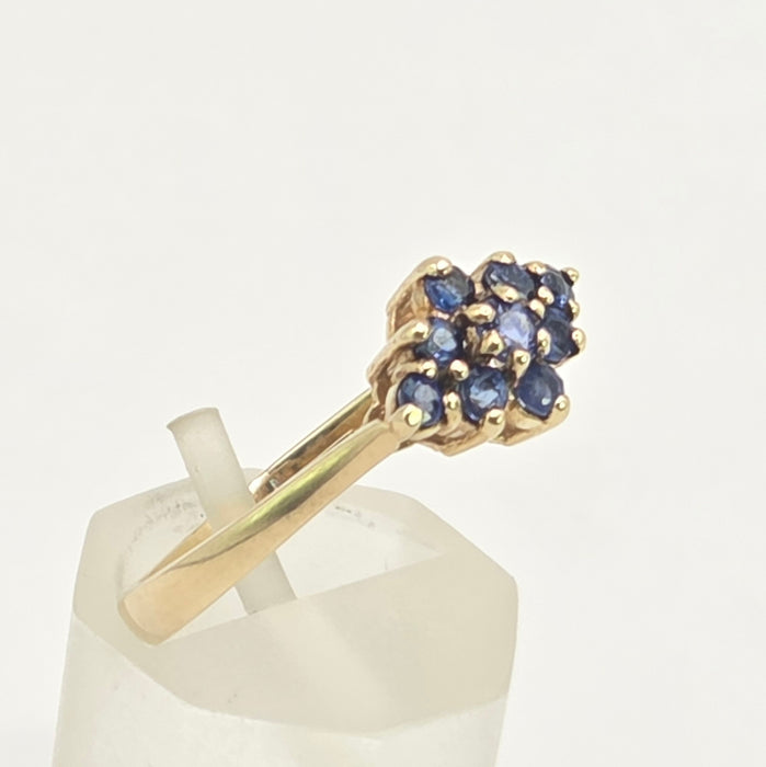 Vintage: 9ct Yellow Gold Sapphire Cluster Ring — From 1991