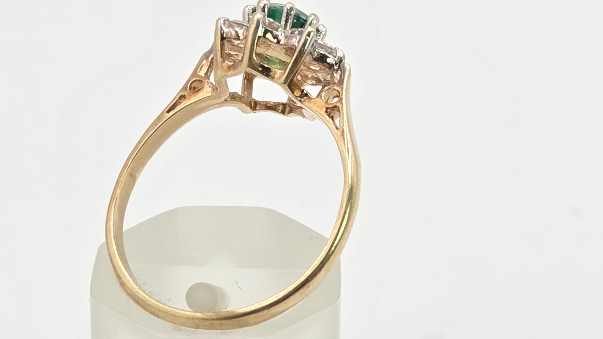 Vintage: 9ct Yellow Gold Chrysoberyl & Spinel Cluster Ring — From 1973