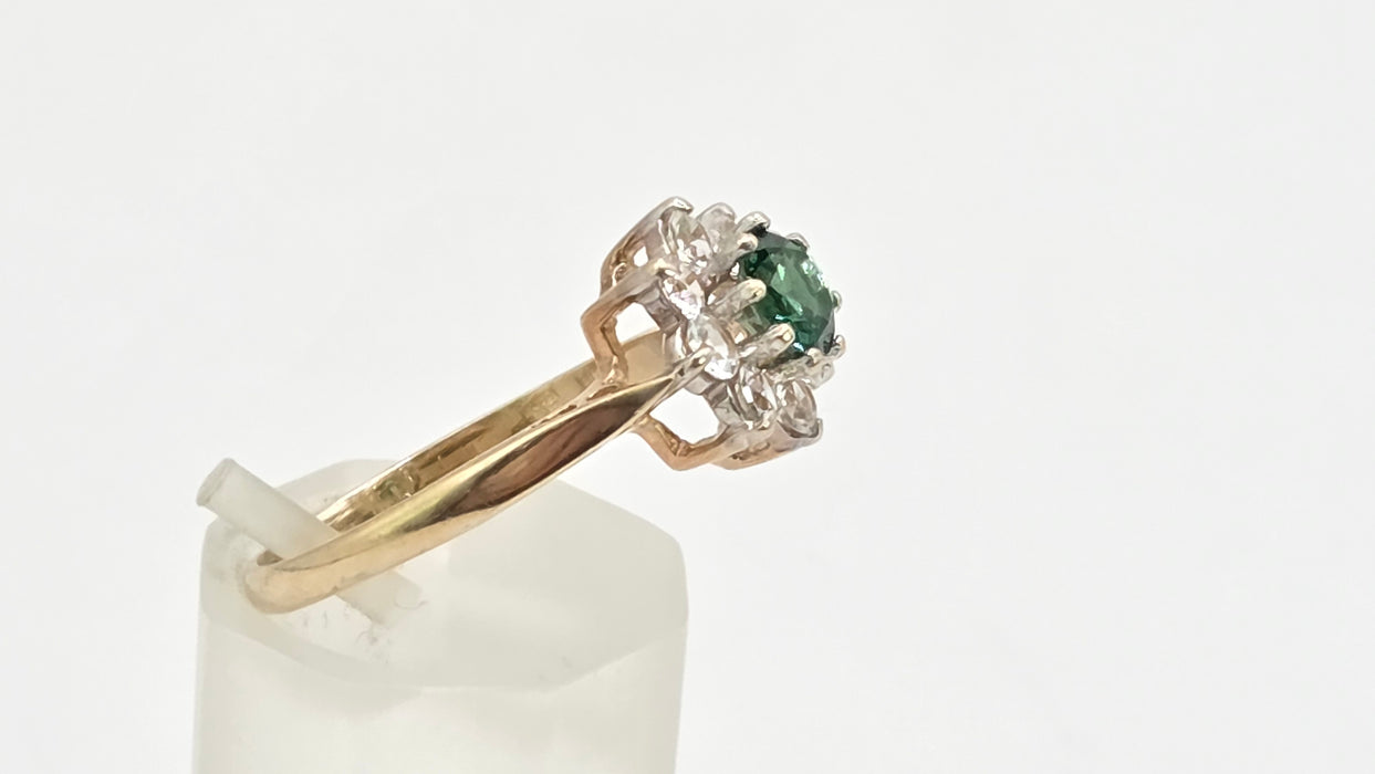 Vintage: 9ct Yellow Gold Chrysoberyl & Spinel Cluster Ring — From 1973