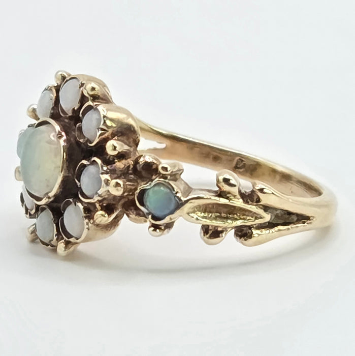 Vintage: 9ct Yellow Gold Opal Cluster Ring — From 1975