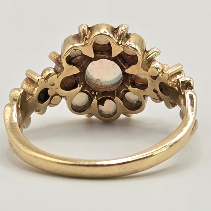 Vintage: 9ct Yellow Gold Opal Cluster Ring — From 1975