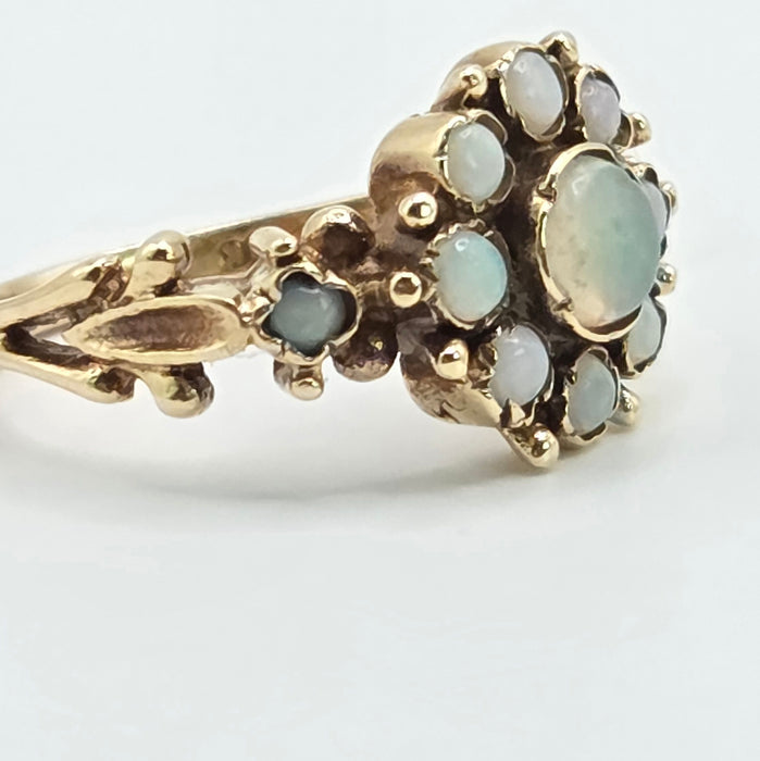 Vintage: 9ct Yellow Gold Opal Cluster Ring — From 1975