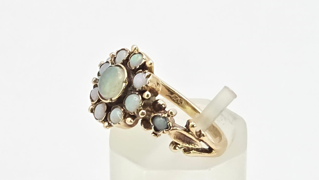 Vintage: 9ct Yellow Gold Opal Cluster Ring — From 1975