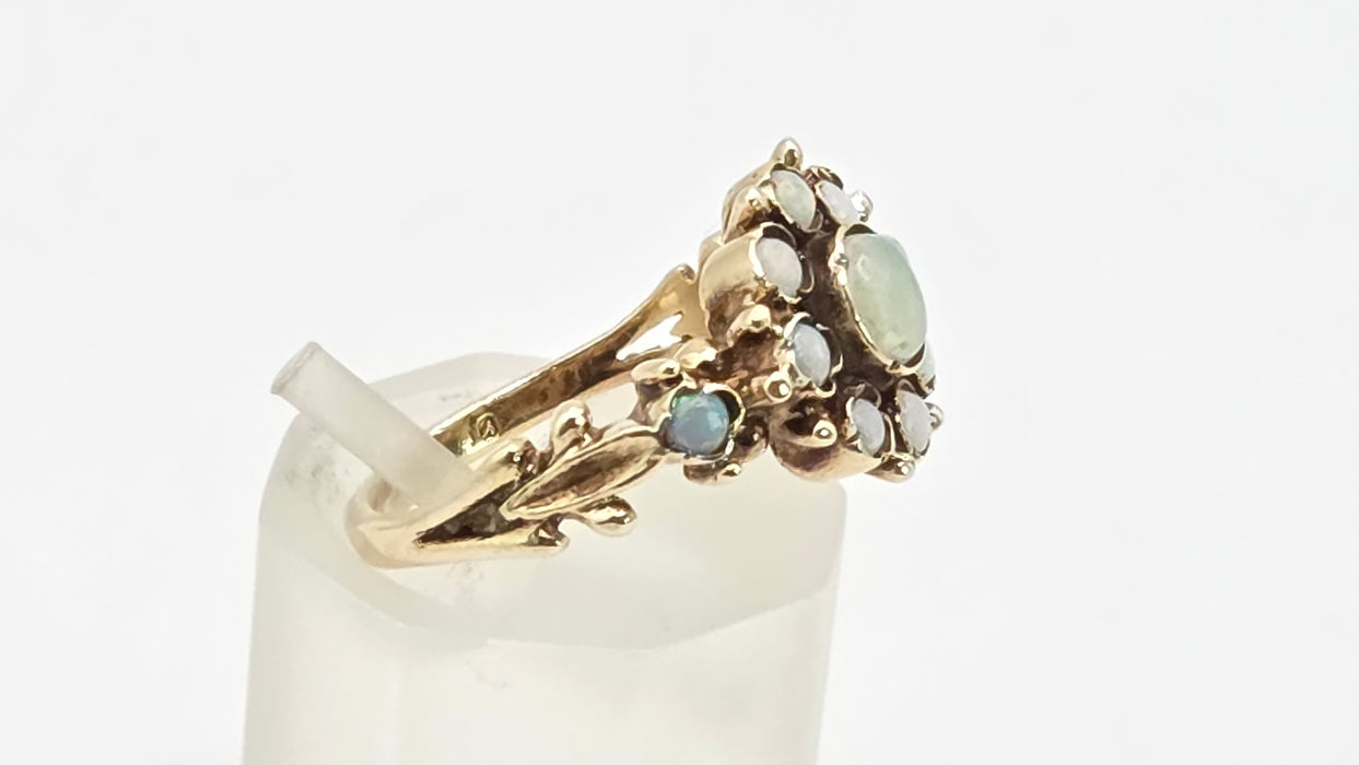 Vintage: 9ct Yellow Gold Opal Cluster Ring — From 1975