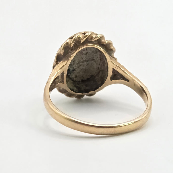 Vintage: 9ct Yellow Gold Black Onyx Signet Ring — From 1977