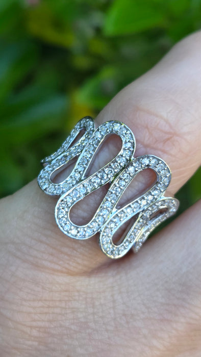 Vintage: 9ct White Gold 116 Natural Diamond Dress Ring