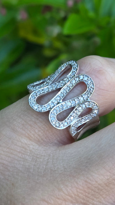 Vintage: 9ct White Gold 116 Natural Diamond Dress Ring