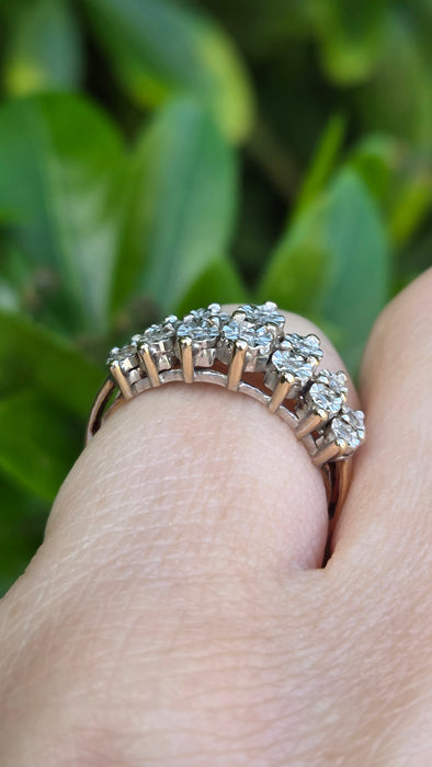 Vintage: 9ct Yellow Gold Twin Row Diamond Ring