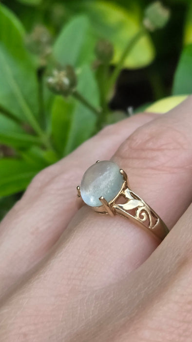 Vintage: 9ct Yellow Gold Moonstone Solitaire Ring