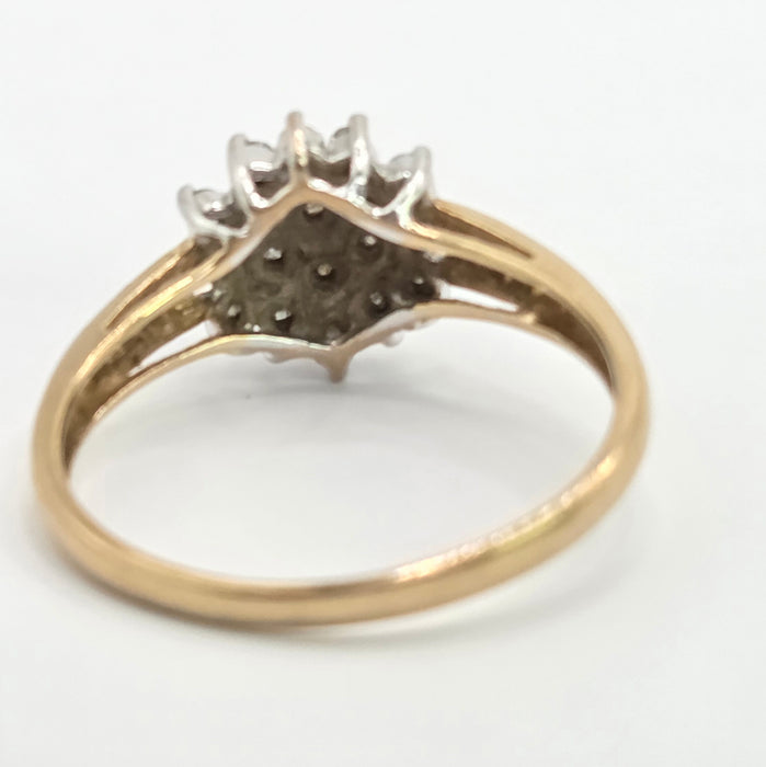 Vintage: 9ct Yellow Gold Diamond Cluster Ring — 0.33ct