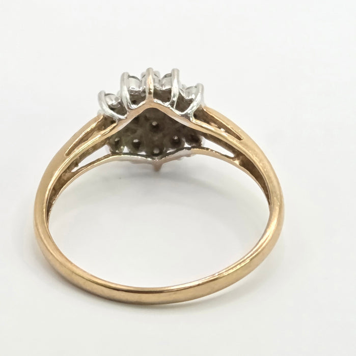 Vintage: 9ct Yellow Gold Diamond Cluster Ring — 0.33ct