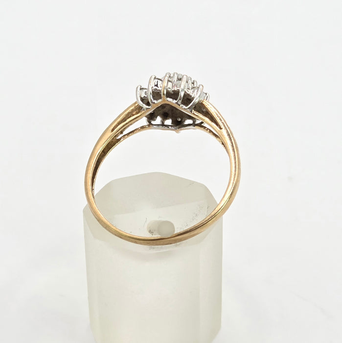 Vintage: 9ct Yellow Gold Diamond Cluster Ring — 0.33ct