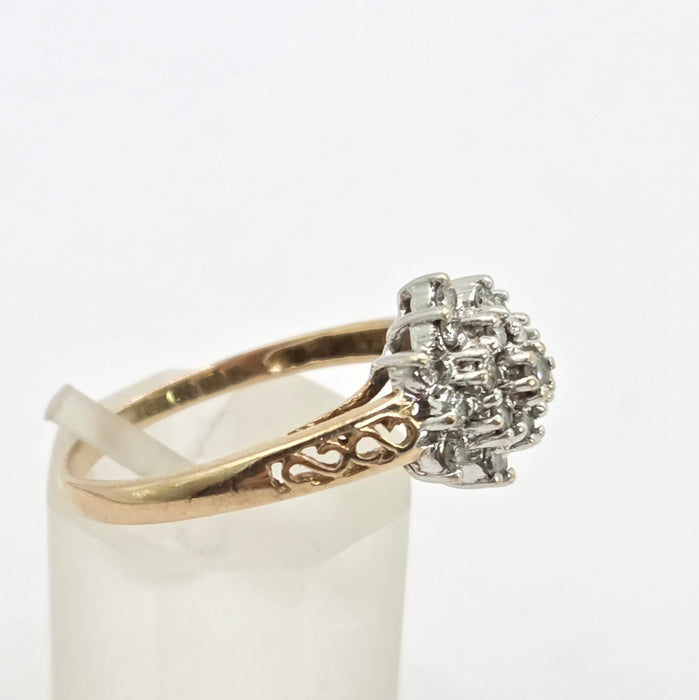 Vintage: 9ct Yellow Gold Diamond Cluster Ring — 0.33ct