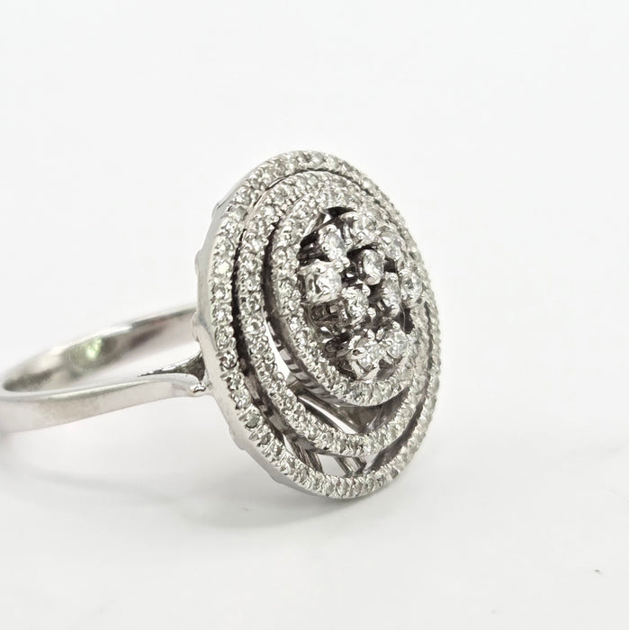 Modern: 18ct White Gold Diamond Concentric Dress Ring — 1.00ct