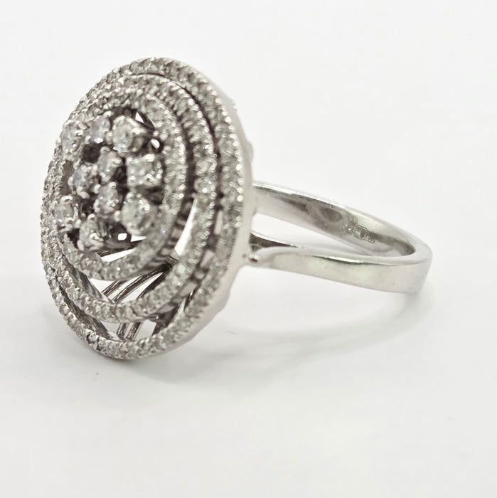 Modern: 18ct White Gold Diamond Concentric Dress Ring — 1.00ct