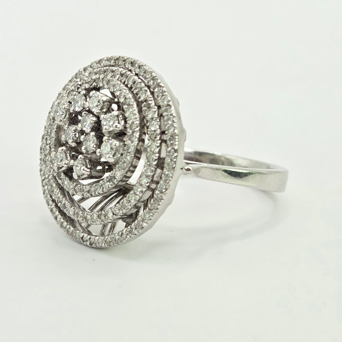 Modern: 18ct White Gold Diamond Concentric Dress Ring — 1.00ct