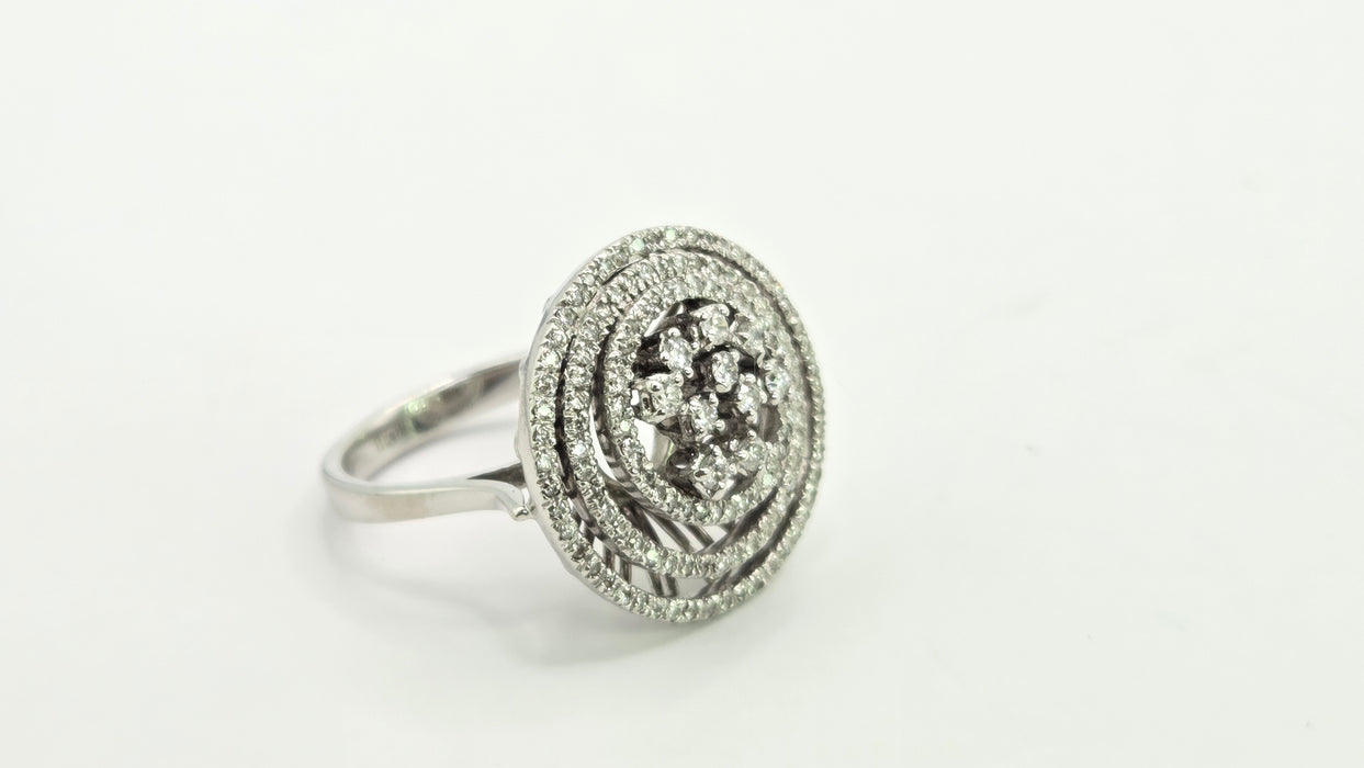 Modern: 18ct White Gold Diamond Concentric Dress Ring — 1.00ct