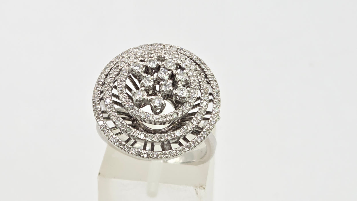 Modern: 18ct White Gold Diamond Concentric Dress Ring — 1.00ct