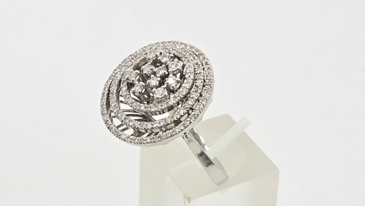 Modern: 18ct White Gold Diamond Concentric Dress Ring — 1.00ct