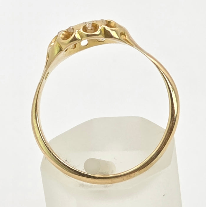 Vintage: 18ct Yellow Gold Pink Topaz & Diamond Floral Cluster Ring