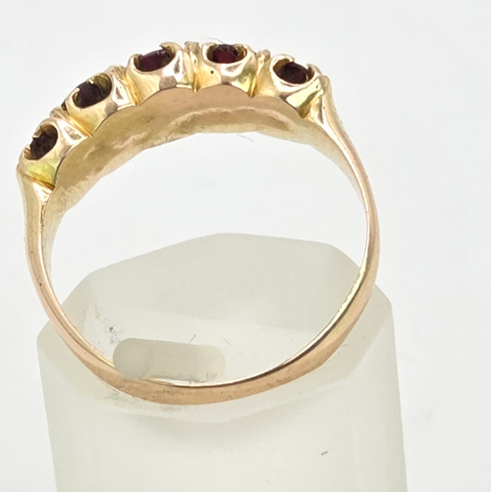 Antique: 15ct Yellow Gold Garnet Five-Stone Stacker Ring — From 1882