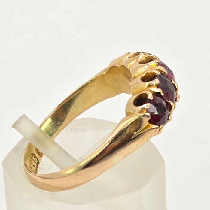 Antique: 15ct Yellow Gold Garnet Five-Stone Stacker Ring — From 1882