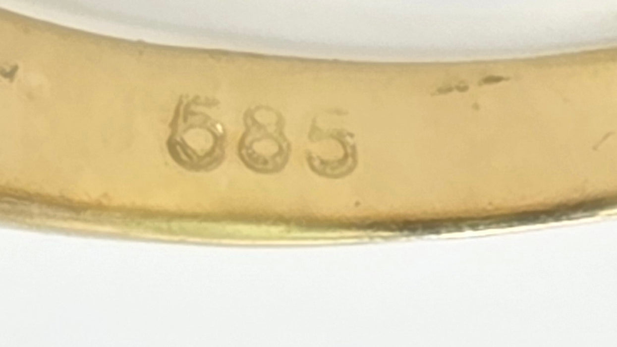 Vintage: 14ct Yellow Gold Orange Citrine & Twin Diamond Ring