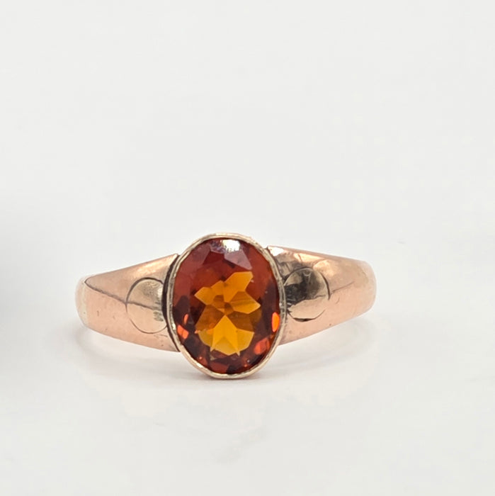 Antique: 9ct Rose Gold Citrine Solitaire Ring — From 1911