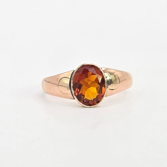 Antique: 9ct Rose Gold Citrine Solitaire Ring — From 1911
