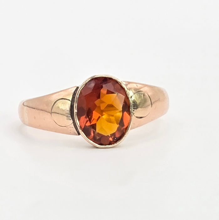 Antique: 9ct Rose Gold Citrine Solitaire Ring — From 1911
