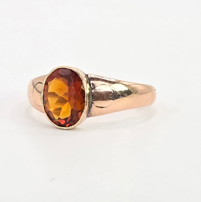 Antique: 9ct Rose Gold Citrine Solitaire Ring — From 1911