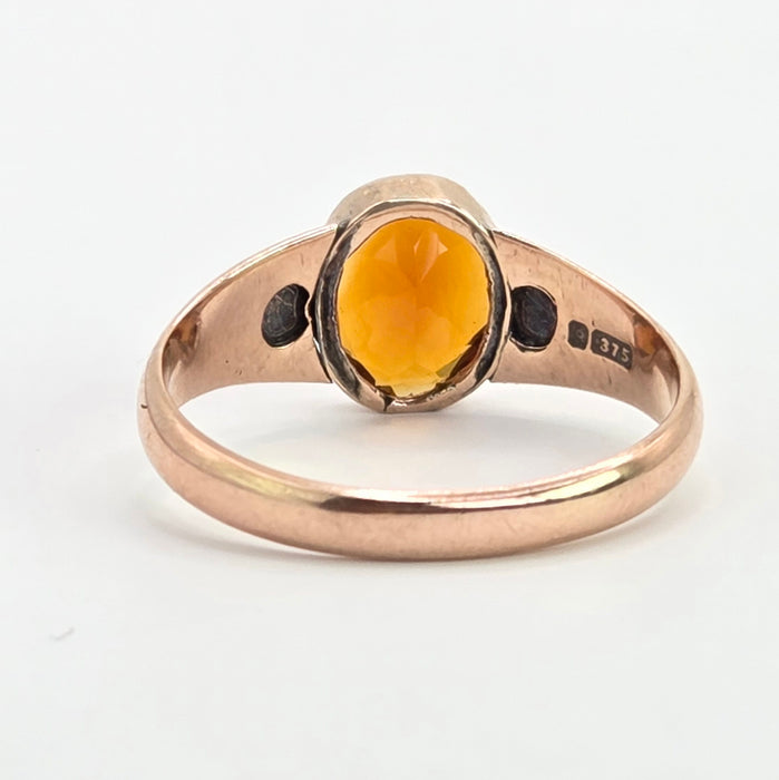 Antique: 9ct Rose Gold Citrine Solitaire Ring — From 1911
