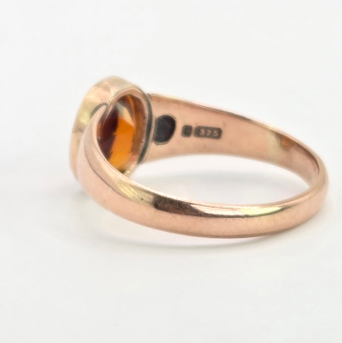 Antique: 9ct Rose Gold Citrine Solitaire Ring — From 1911