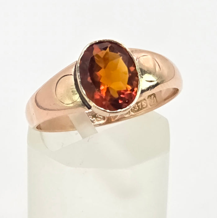 Antique: 9ct Rose Gold Citrine Solitaire Ring — From 1911