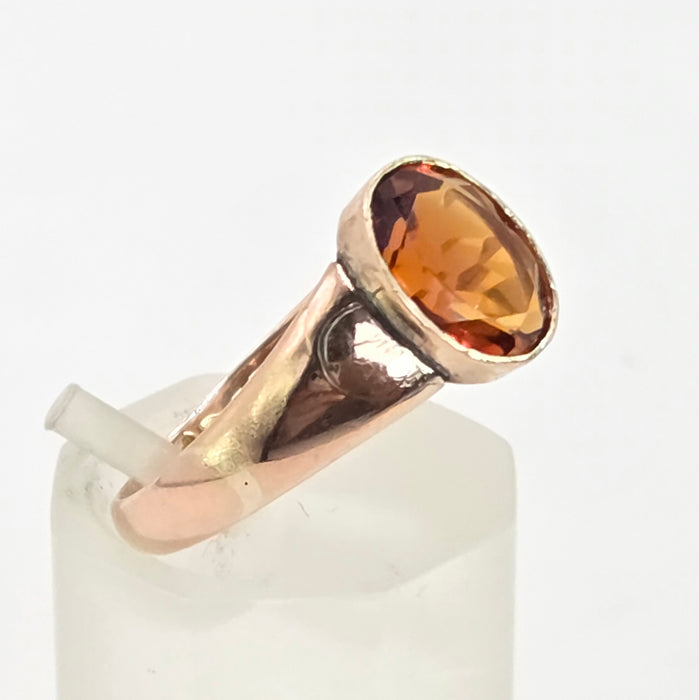 Antique: 9ct Rose Gold Citrine Solitaire Ring — From 1911