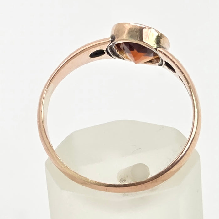 Antique: 9ct Rose Gold Citrine Solitaire Ring — From 1911