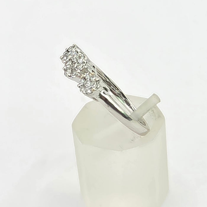 Vintage: 18ct White Gold Diamond Triple Cluster Ring — 0.35ct