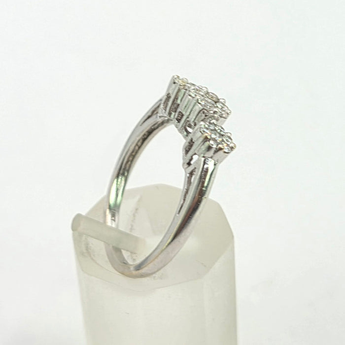 Vintage: 18ct White Gold Diamond Triple Cluster Ring — 0.35ct
