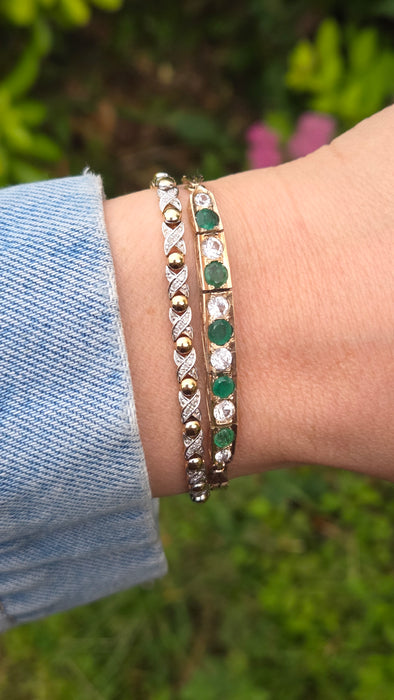 Vintage: 9ct Yellow Gold 50 Diamonds Bracelet