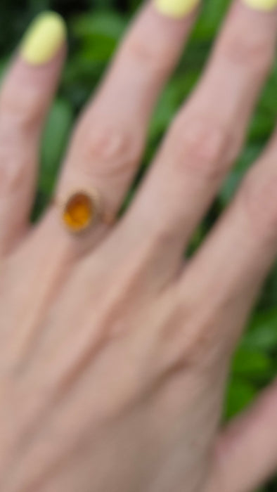 Vintage: 9ct Yellow Gold Citrine Solitaire Ring — From 1973