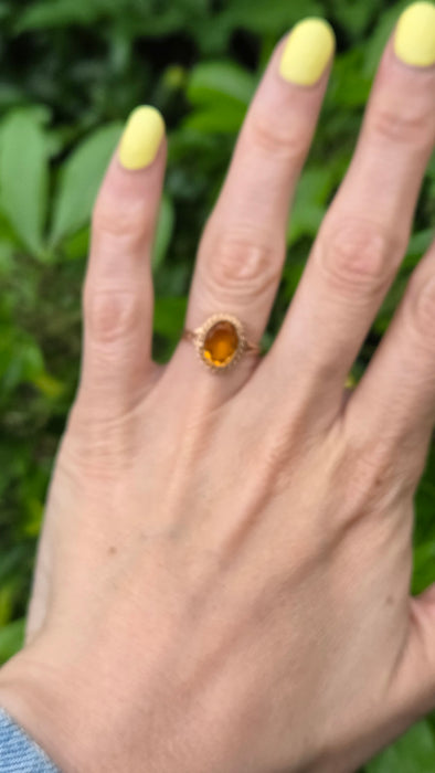 Vintage: 9ct Yellow Gold Citrine Solitaire Ring — From 1973