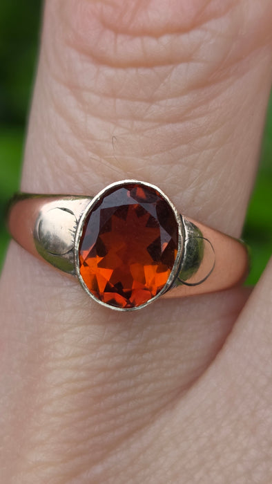 Antique: 9ct Rose Gold Citrine Solitaire Ring — From 1911