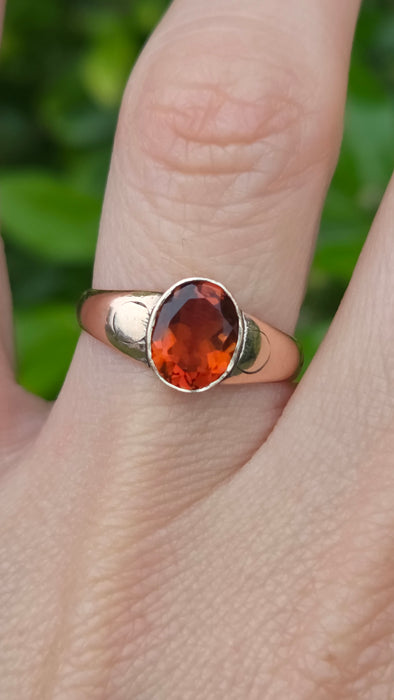 Antique: 9ct Rose Gold Citrine Solitaire Ring — From 1911